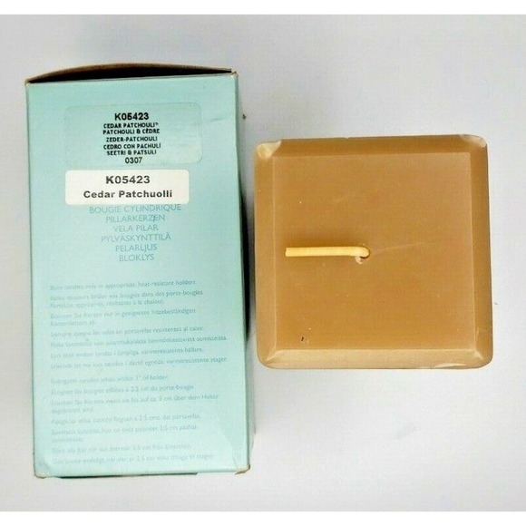 PartyLite 3 x 5 Square Pillar Candle New in Box Cedar Patchuolli P3H/K05423 - Picture 2 of 2
